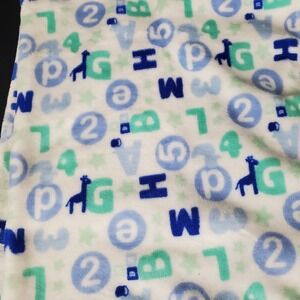 Baby Starters Blue Green Alphabet Numbers Giraffe Star Baby Blanket Plush 30x36